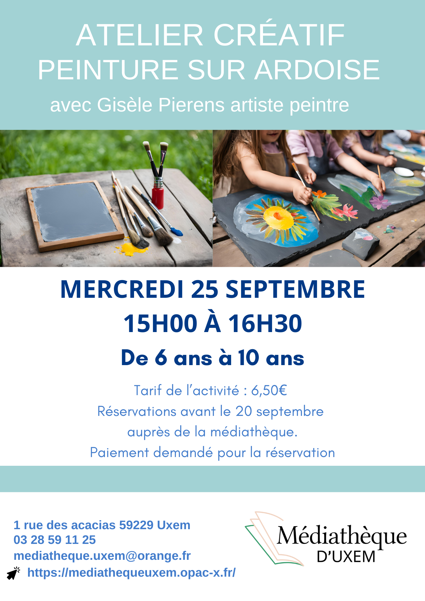 Atelier créatif : peinture sur ardoise Le 25 sept 2024